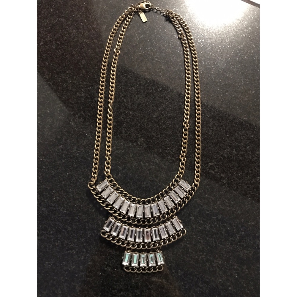 Gold and gem tiered necklace