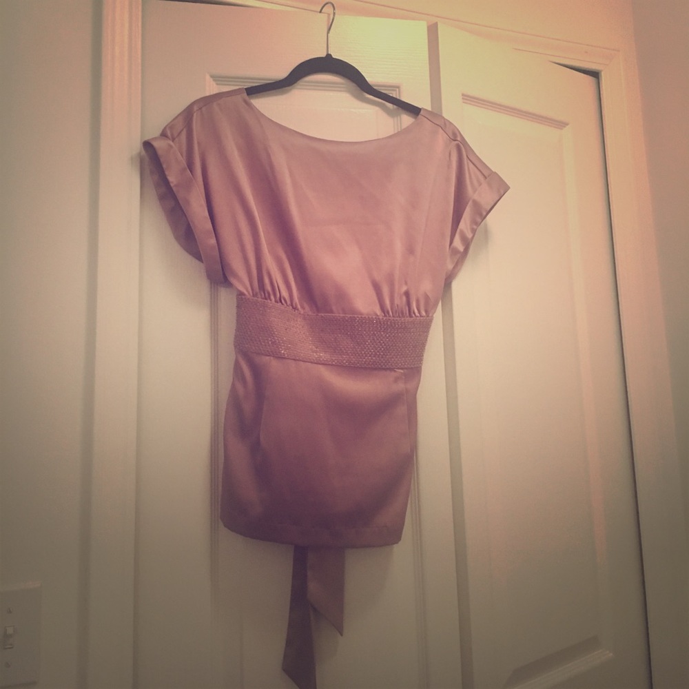 Grayish Purple Top With Beading and Bow Sash