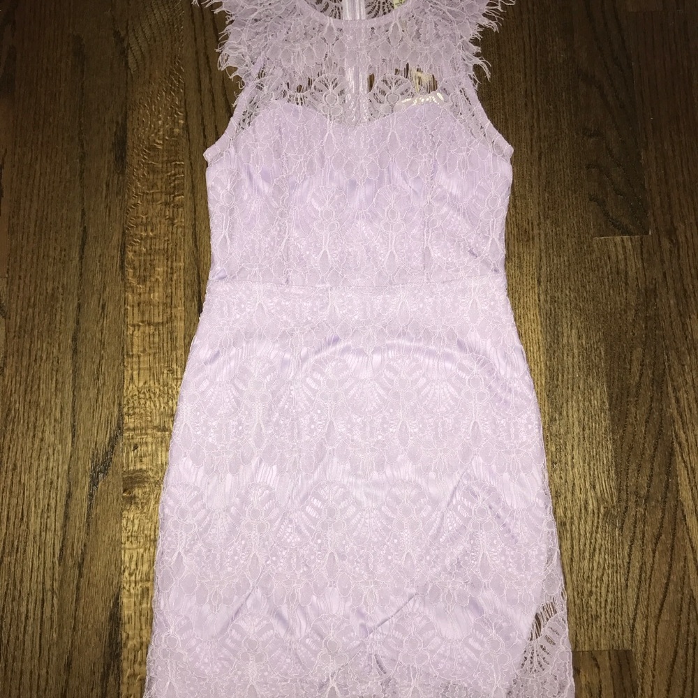 Lavender lace mini dress