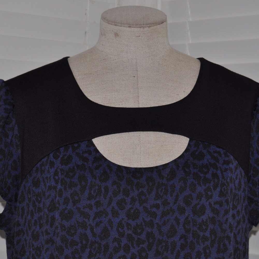 SEJOUR Marled Leopard Keyhole Print Ponte Dress D6 - Picture 5 of 8