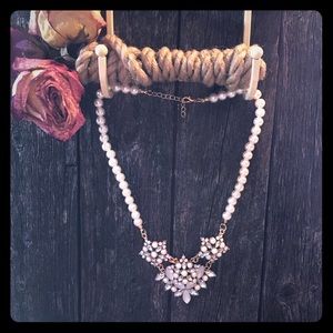 Cream Faux Pearl Bib Necklace