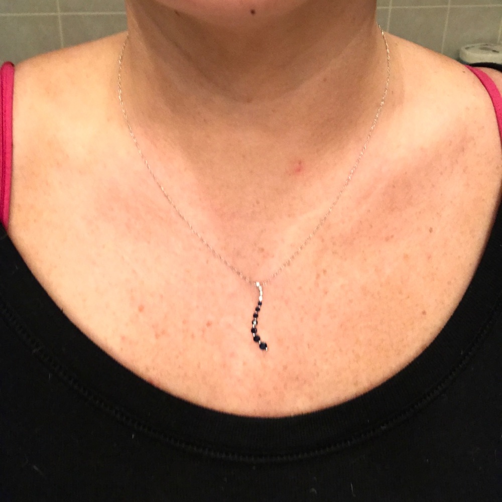 Genuine sapphire and diamond journey necklace