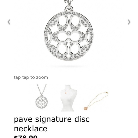 NWT Coach gold plated DISC Necklace pink crystal. - Picture 7 of 7