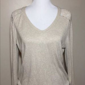 LC Lauren Conrad Lacey Back Tan Sweater
