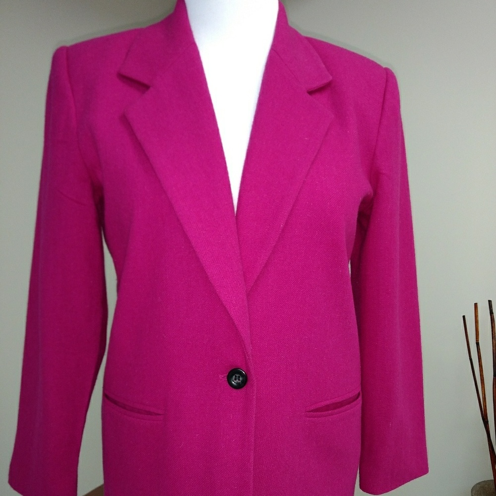 Leslie Fay Pink Women's Classic One-Button Blazer