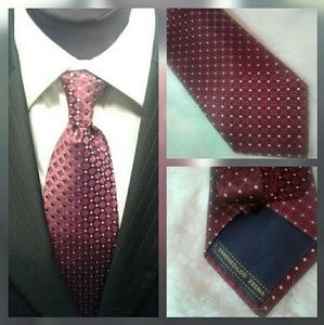 Ermenegildo Zegna Necktie Deep Red Diamond Print