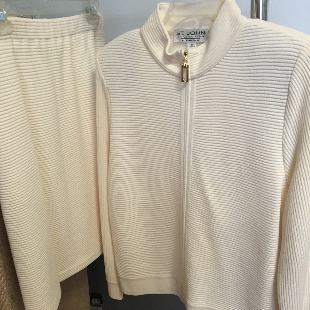St John knit suit ivory size 12
