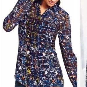 CAbi 129 Geometric Festival Button Down Blouse