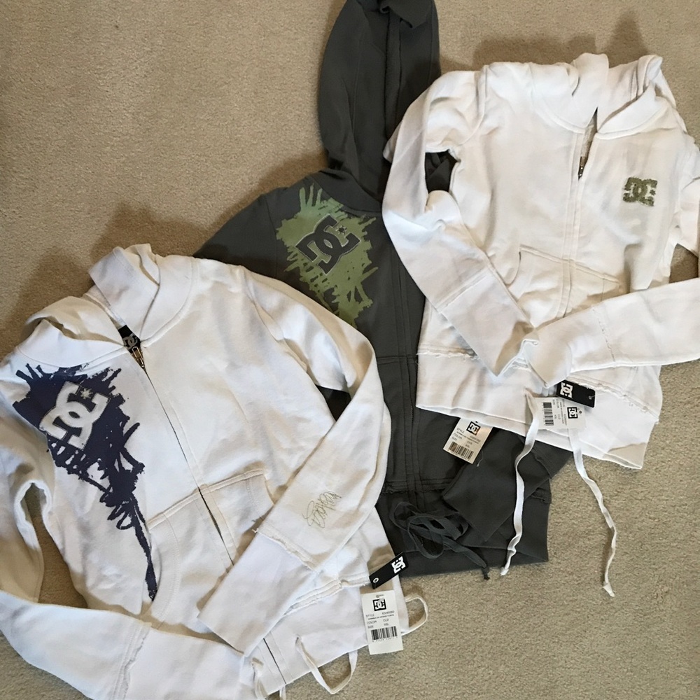 3 Bundled "DC" Zip Up Sweaters NWT