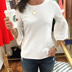 Sail to Sable White Bell Sleeve Sweater Top