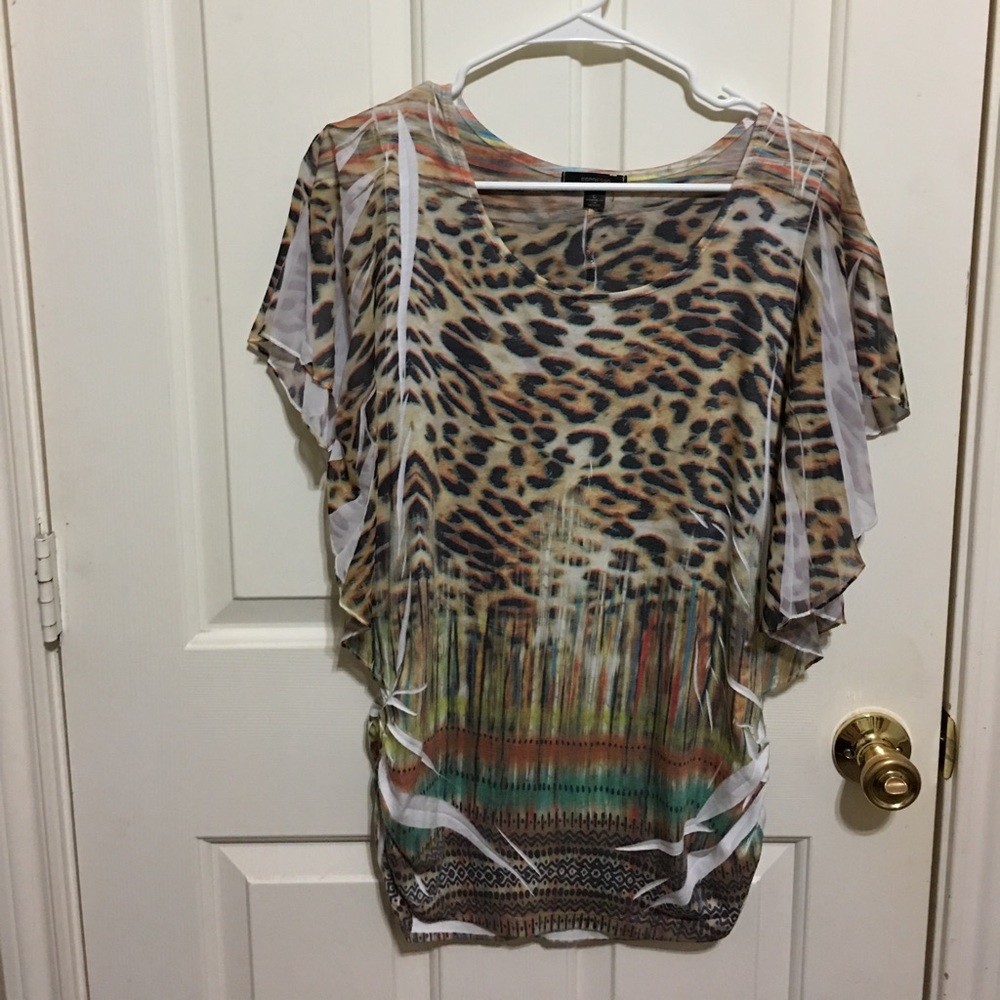 Espresso animal print blouse