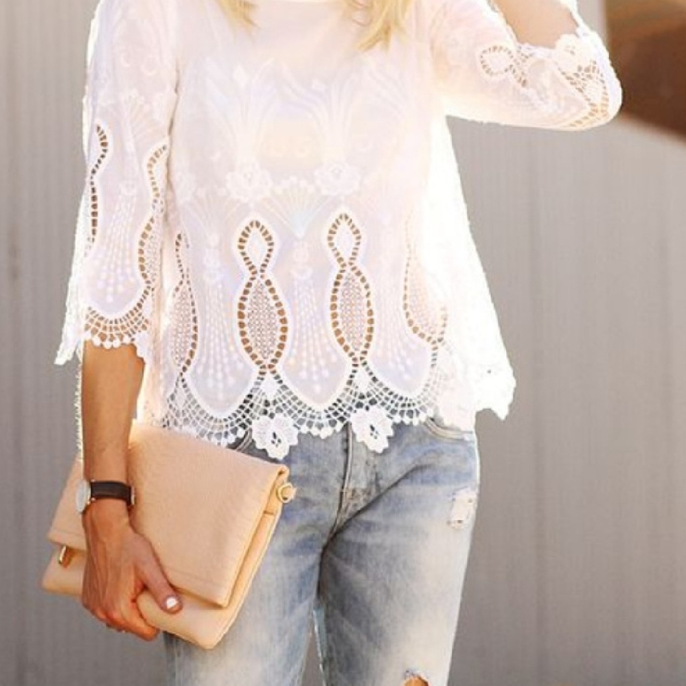 Banana Republic Black Embroidered Lace Top
