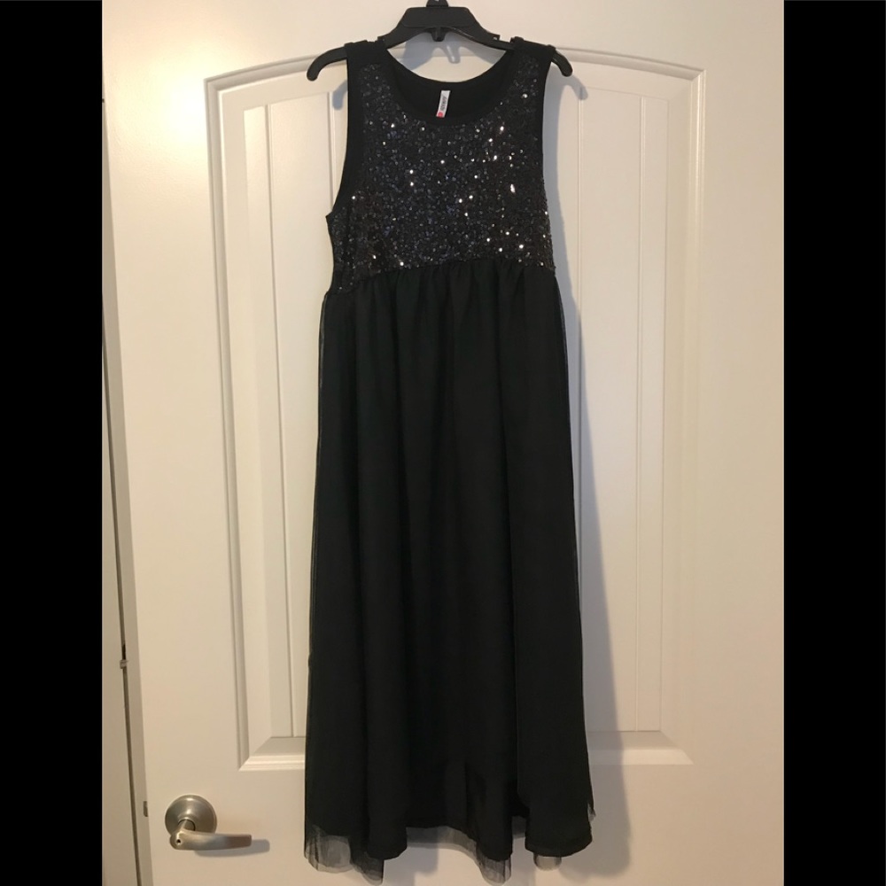 Girls large black sequined dress
