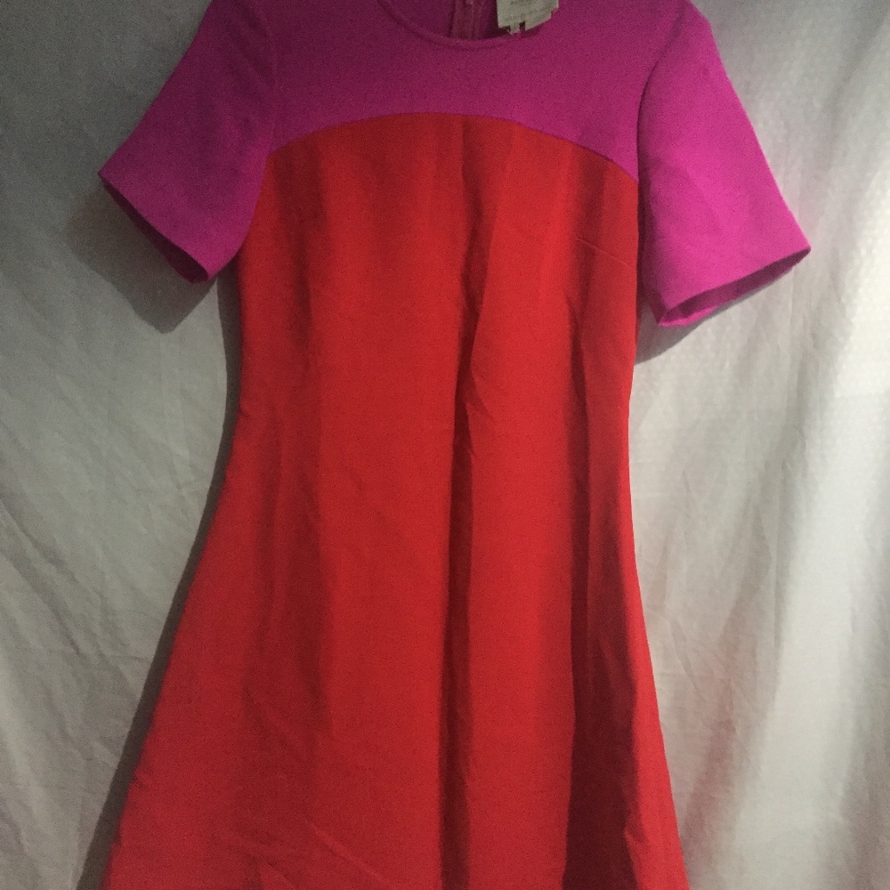 KATE SPADE NEW YORK WOVEN DRESS SIZE 4 RED/PINK