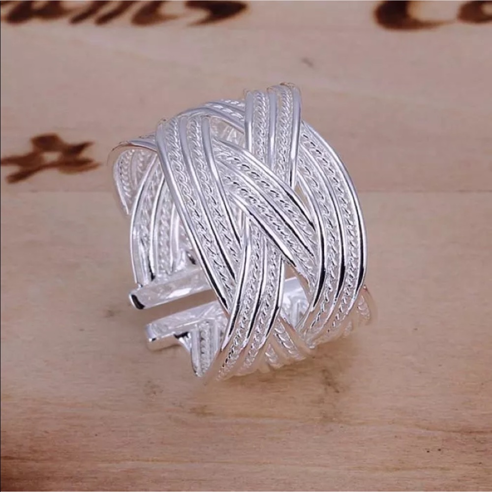 NWOT Silver Wide Braided Adjustable Band - Picture 2 of 4
