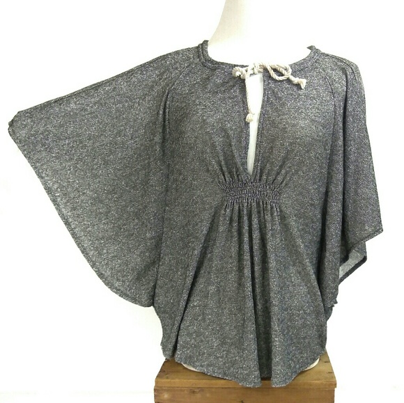LOFT Tops - NWT LOFT Grey Batwing Top w/ Rope Tie Keyhole Bust