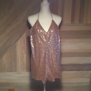 V NECK SEQUINED ROMPER BY FOREVER 21