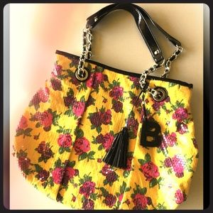 Betsey Johnson flower print Handbag NWT, yellow