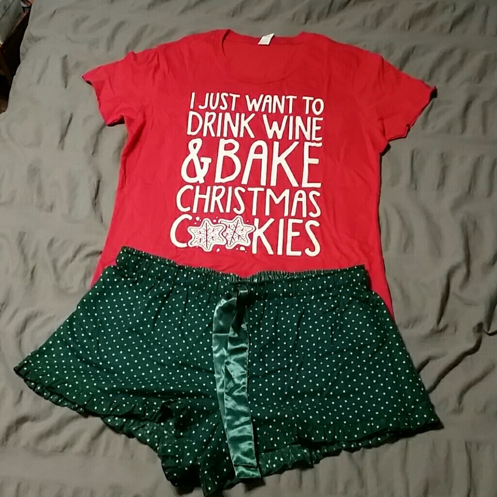 "Just want to Drink wine" Christmas PJ set