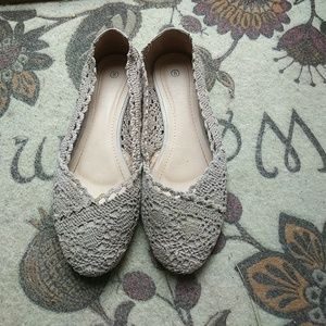 Tan lace flats