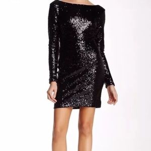 Dress The Population Long Sleeve Black Dress M