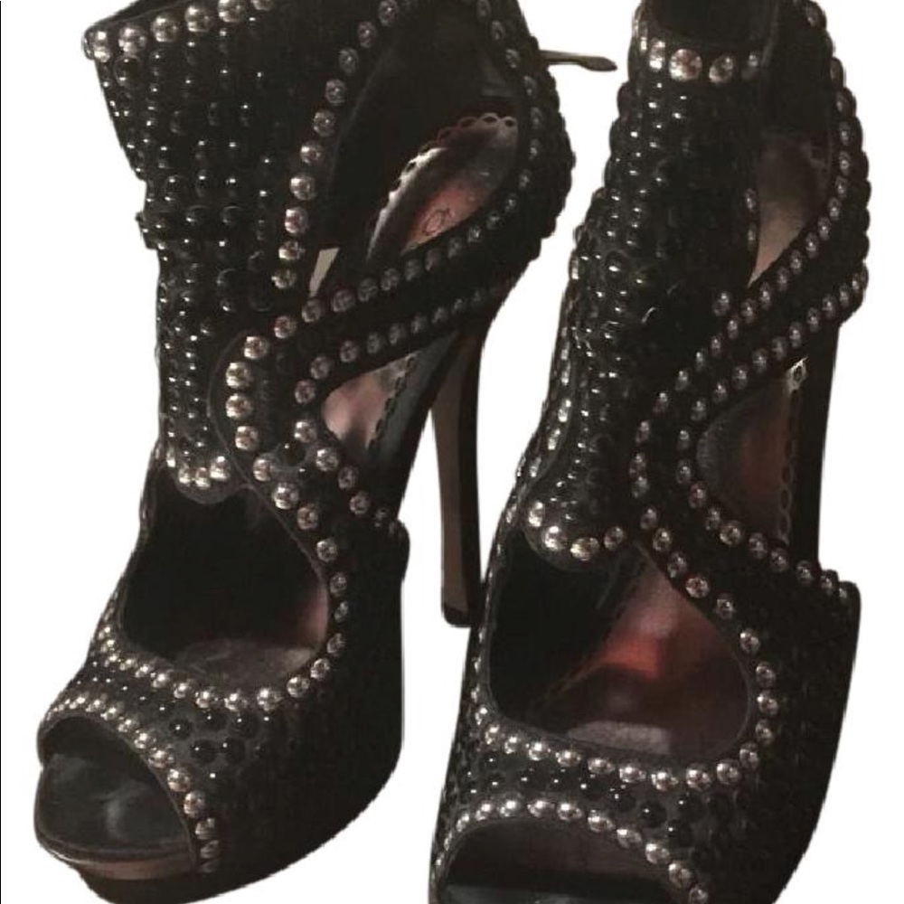 Bebe satin stood black shoes