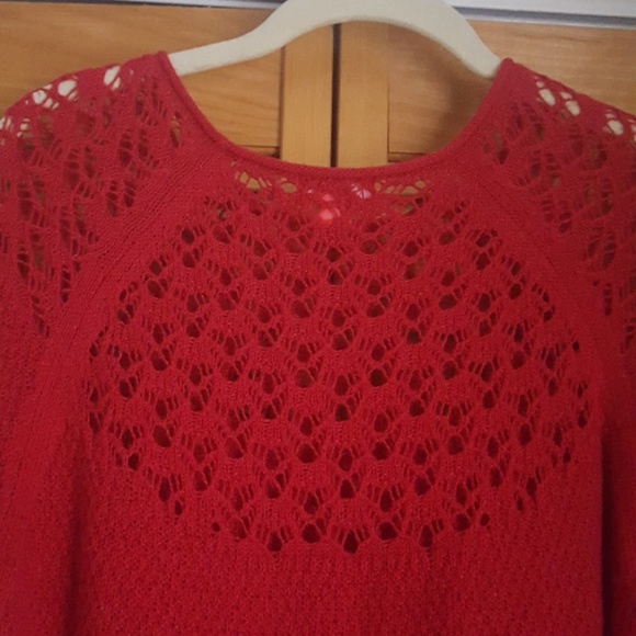 Red sweater with cute see through detail on top - Picture 5 of 5