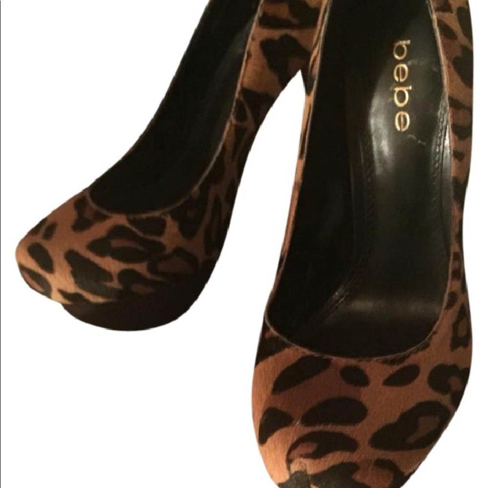 Leopard bebe heels