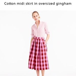J. Crew pink gingham skirt