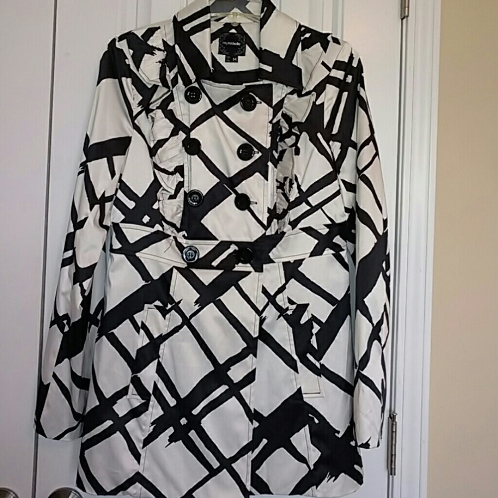 Black and White Jacket with Ruffle Detail