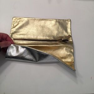 Gold and silver leather bag