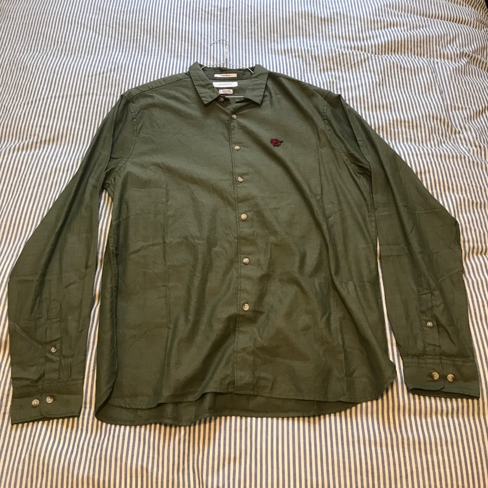 Long Sleeve Green Button Down