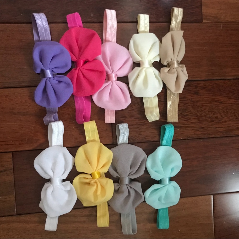 Set of 9 colorful baby/toddler girl bows