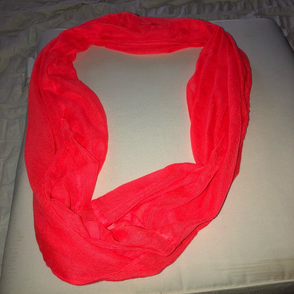 Neon coral infinity scarf