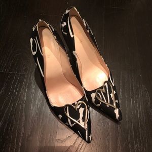 Black and white love heels