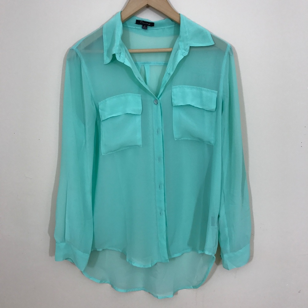 ‼️ Teal Aqua Chiffon Top