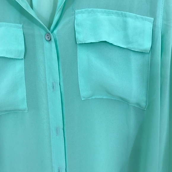 ‼️ Teal Aqua Chiffon Top - Picture 3 of 3