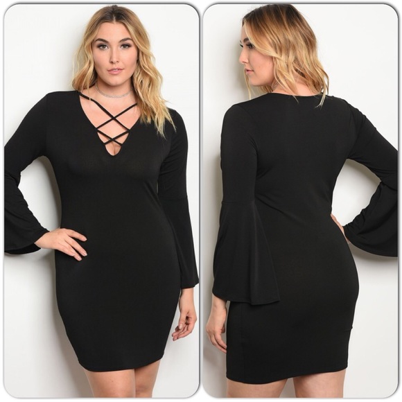 Black Womans Size Flare Sleeve Dress-HOST PICK 💫 - Picture 1 of 1