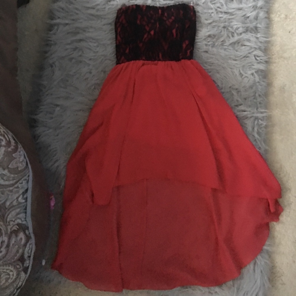 Red high low dress