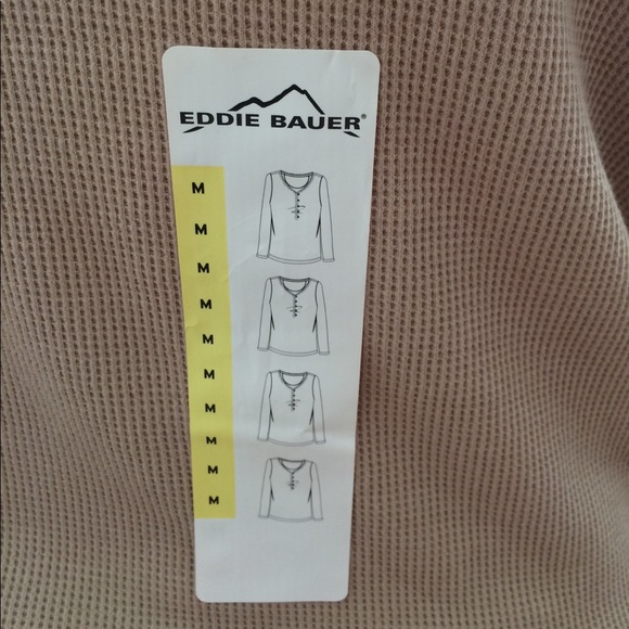 Eddie Bauer taupe embellished light thermal Henley - Picture 6 of 7