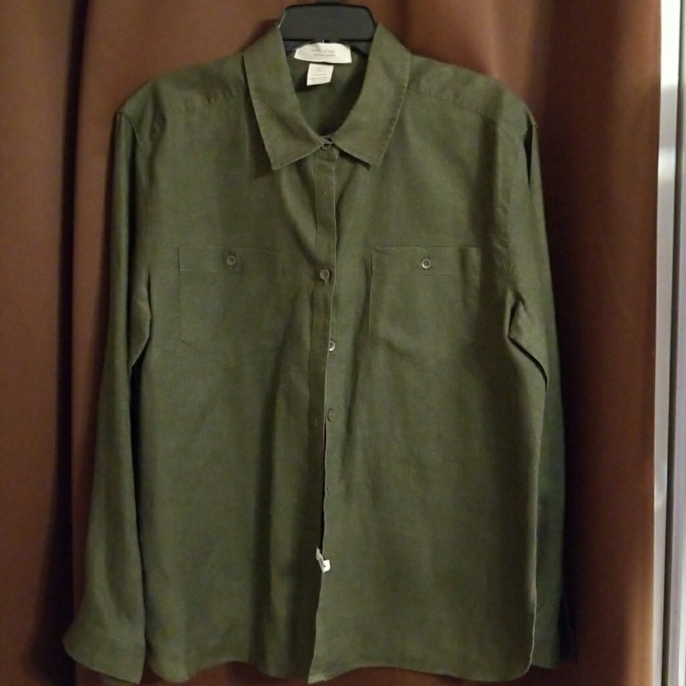 Green Linen Blouse