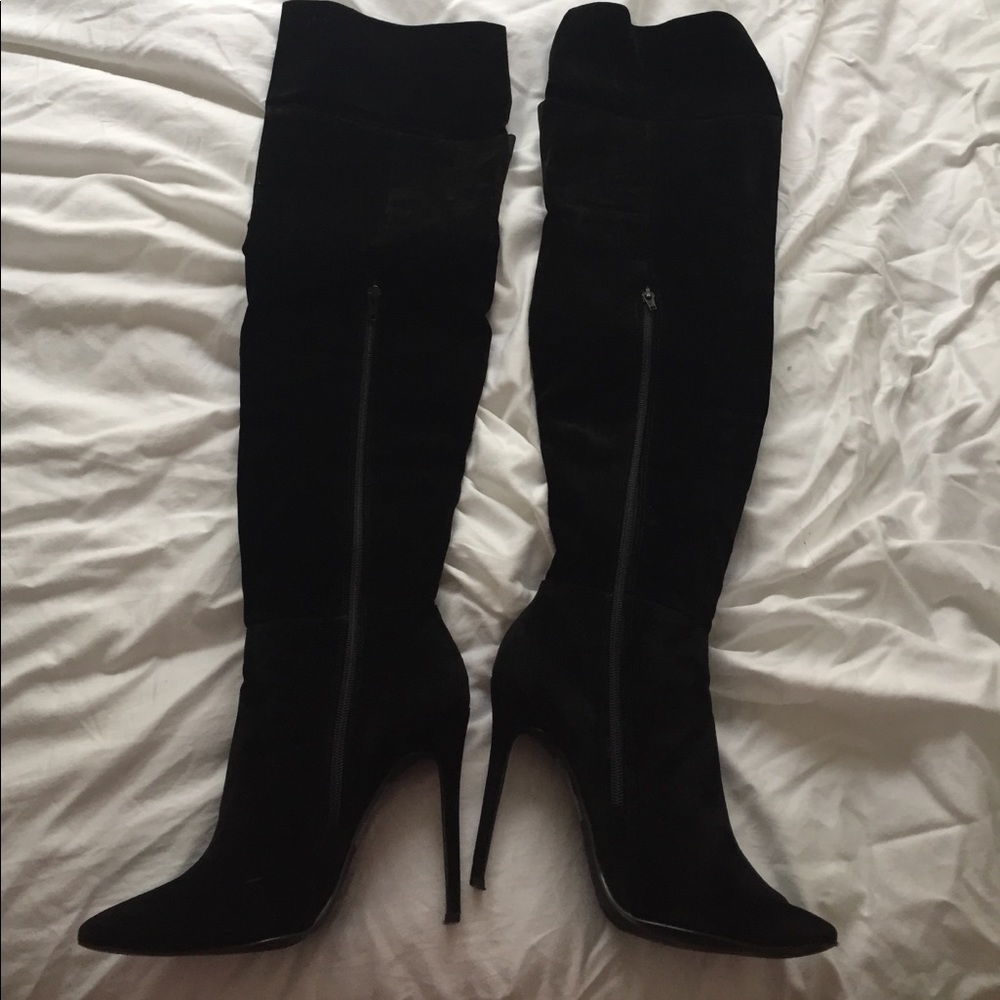 Black Over the Knee Boots - Picture 2 of 4