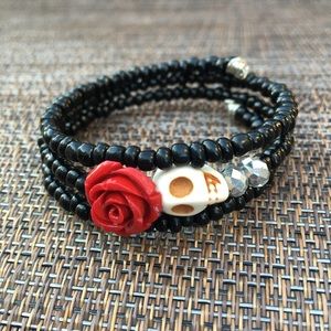 🛍 MAKE OFFER- Day of the Dead wrap bracelet.