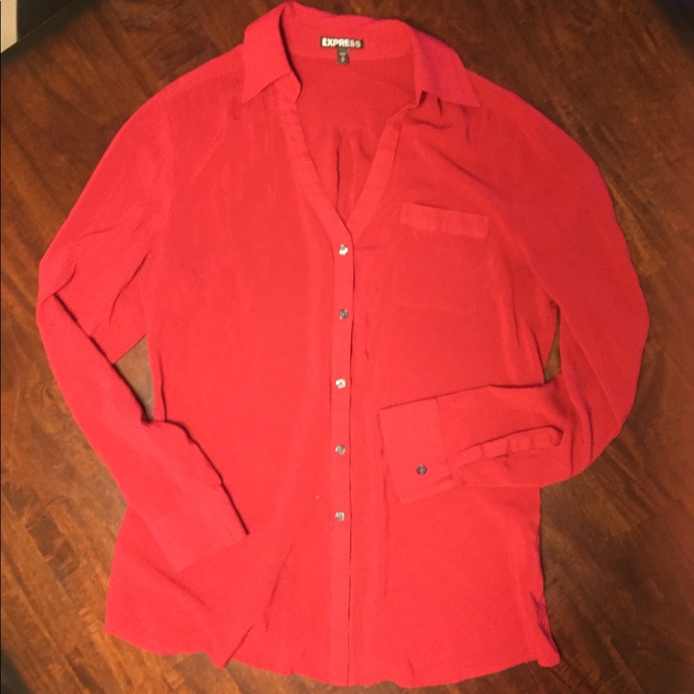 Beautiful red Express button down