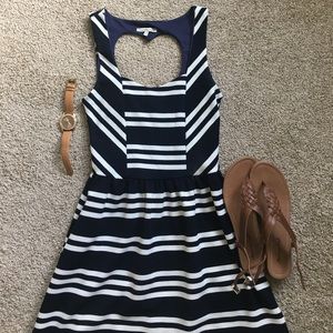 Navy and White Heart Cutout Dress