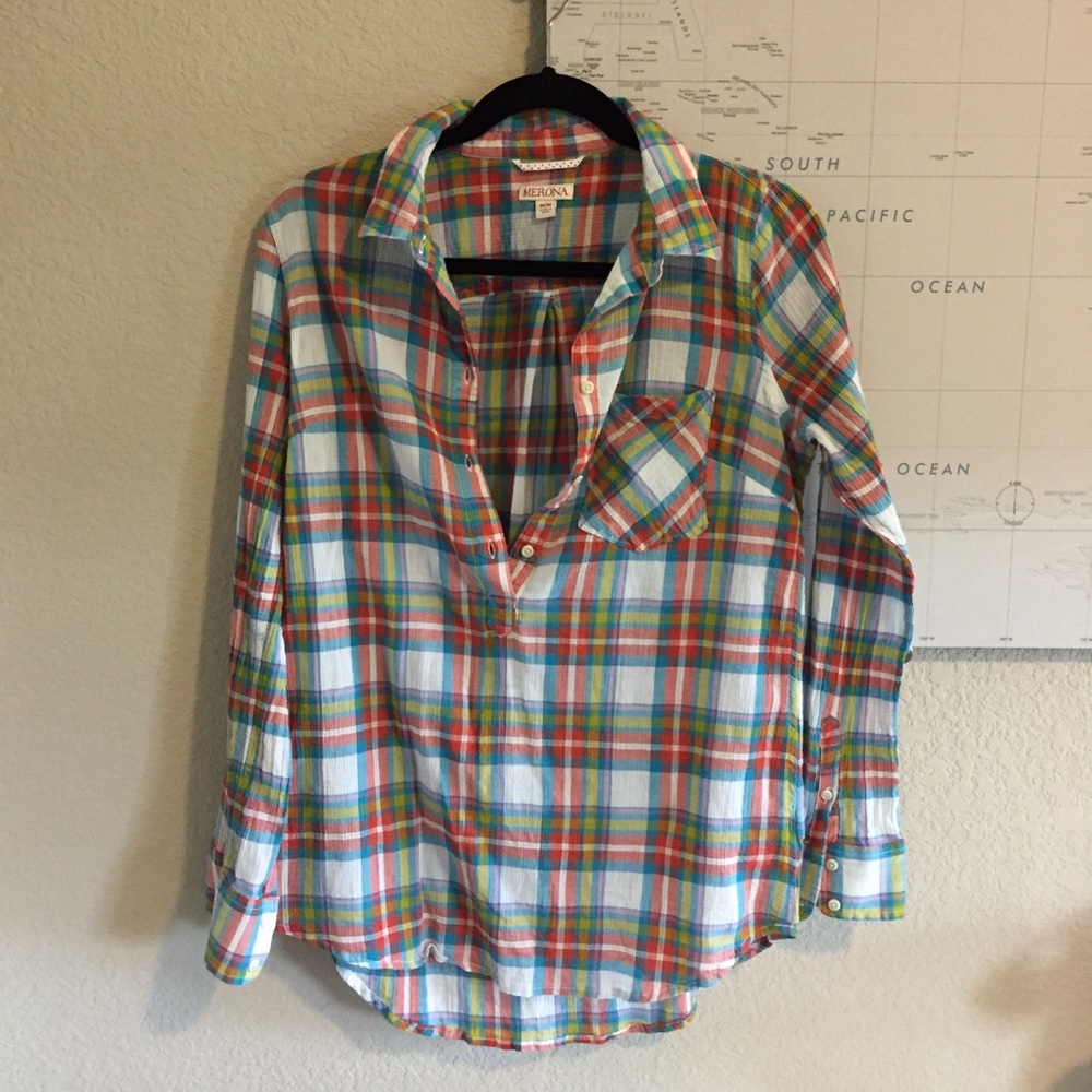 Merona Plaid Popover Top - Medium