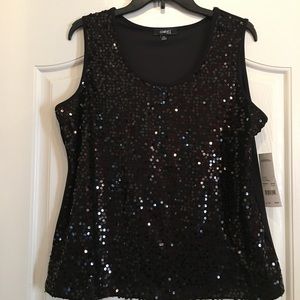 Black sequined shell - Petite