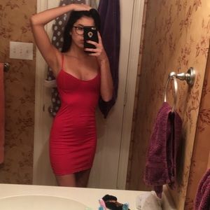 Mini red body-con dress!!