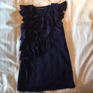 New Girls navy Ralph Lauren dress with ruffles