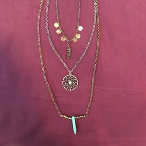 Triple Chain necklace with charms